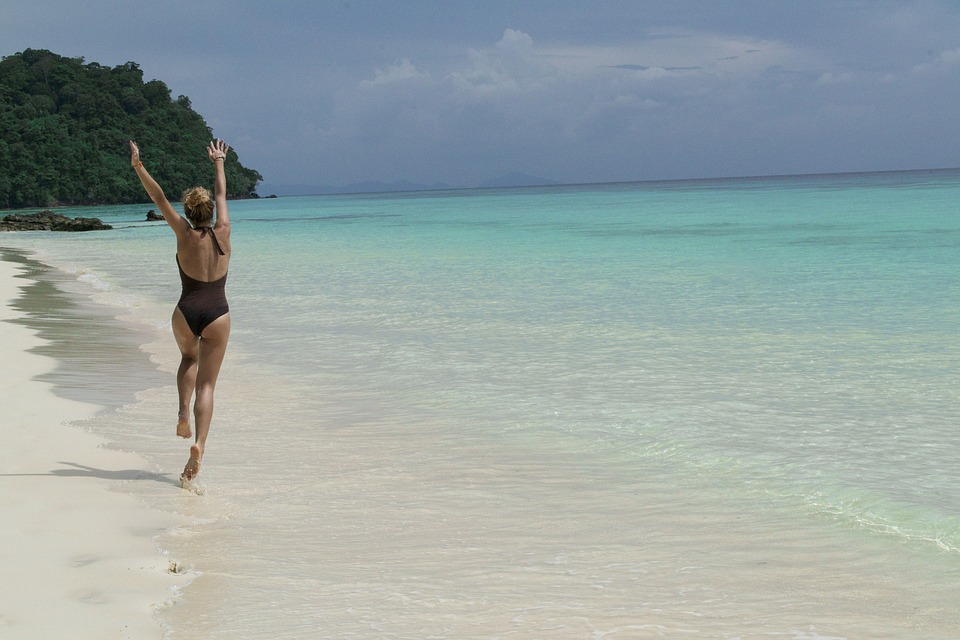 happy lady in the beach