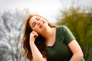 woman in happy mood